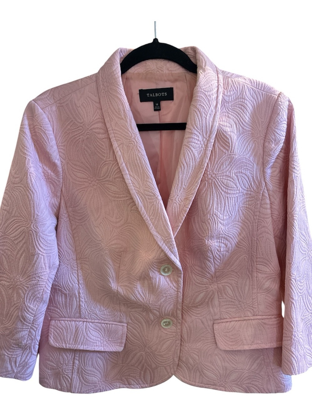 Talbots Coral Textured Shawl-Collar Blazer